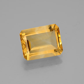 Citrino amarelo natural 1,77ct, corte esmeralda, VVS