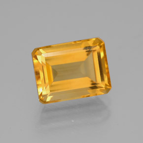 Citrino amarelo natural 2,20ct, corte esmeralda, VVS