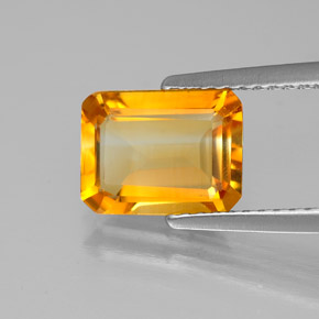 Citrino amarelo natural 1,73ct, corte esmeralda, VVS