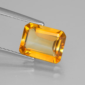 Citrino amarelo natural 1,73ct, corte esmeralda, VVS