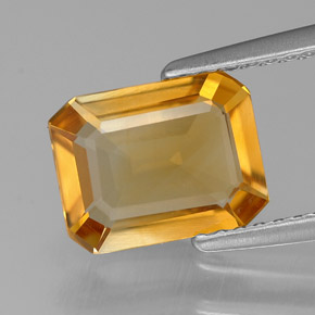 Citrino amarelo natural 1,61ct, corte esmeralda, VS