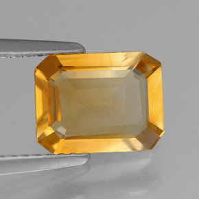 Citrino amarelo natural 1,61ct, corte esmeralda, VS