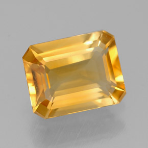 Citrino amarelo natural 1,90ct, corte esmeralda, VVS-VS