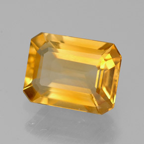 Citrino amarelo natural 1,90ct, corte esmeralda, VVS-VS