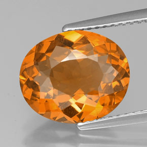 Citrino laranja natural 3,47ct, corte oval, VVS