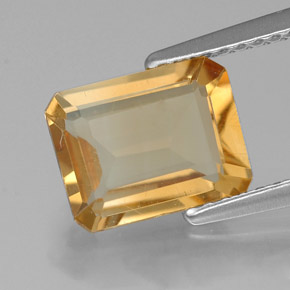 Citrino amarelo natural 1,77ct, corte esmeralda, VVS-VS