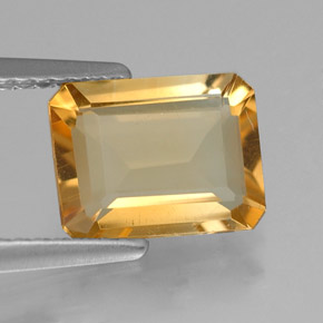 Citrino amarelo natural 1,77ct, corte esmeralda, VVS-VS