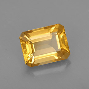 Citrino amarelo natural 2,10ct, corte esmeralda, VS