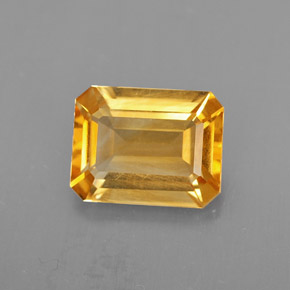 Citrino amarelo natural 1,86ct, corte esmeralda, VS