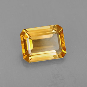 Citrino amarelo natural 1,86ct, corte esmeralda, VS