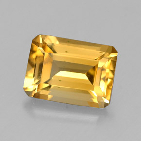 Citrino amarelo natural 1,52ct, corte esmeralda, VVS-VS