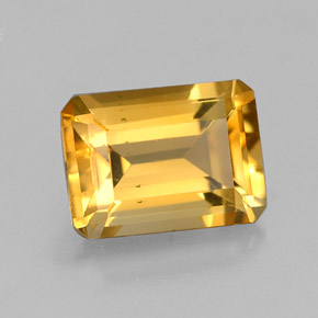 Citrino amarelo natural 1,52ct, corte esmeralda, VVS-VS