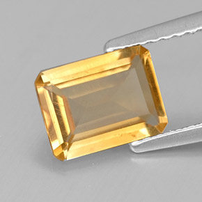 Citrino amarelo natural 1,23ct, corte esmeralda, VVS-VS