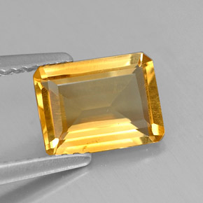 Citrino amarelo natural 1,23ct, corte esmeralda, VVS-VS