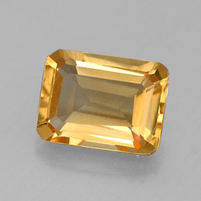 Citrino amarelo natural 1,56ct, corte esmeralda, VVS