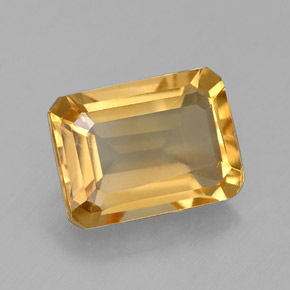 Citrino amarelo natural 1,56ct, corte esmeralda, VVS