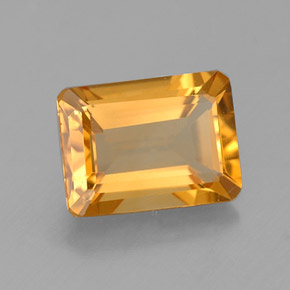 Citrino amarelo natural 1,43ct, corte esmeralda, VVS