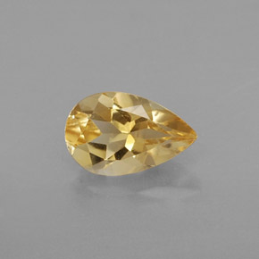 Citrino amarelo natural 0,77ct, formato de pêra, VVS