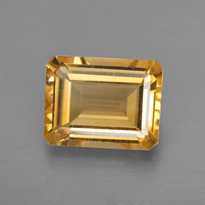 Citrino amarelo natural 1,96ct, corte esmeralda, VVS