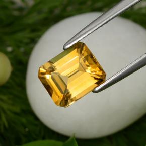Citrino amarelo natural 1,98ct, corte esmeralda, VVS-VS
