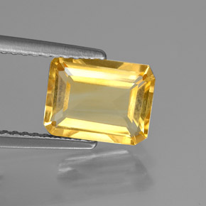 Citrino amarelo natural 1,75ct, corte esmeralda, VS
