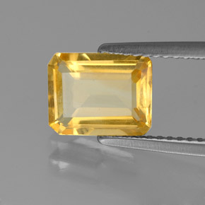 Citrino amarelo natural 1,75ct, corte esmeralda, VS