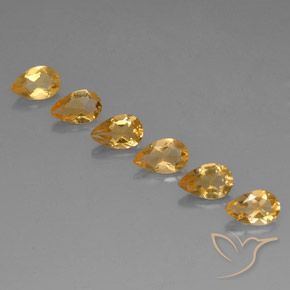 Pedras preciosas de Citrino Medium-Light Orange-Gold  natural de 4.06 ct, Formato de pêra, VVS-VS