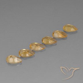 Pedras preciosas de Citrino Medium-Light Orange-Gold  natural de 4.06 ct, Formato de pêra, VVS-VS