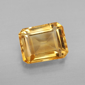Citrino amarelo natural 2,40ct, corte esmeralda, VS