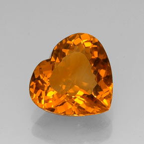 Citrino amarelo natural 7,43ct, formato de coração, VVS