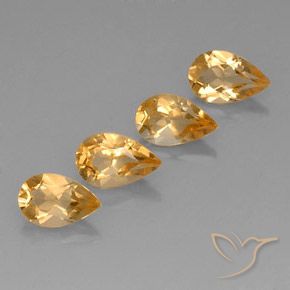 Pedras preciosas de Citrino Orange-Gold  natural de 3.05 ct, Formato de pêra, VVS