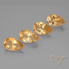 Pedras preciosas de Citrino Laranja Médio natural de 3.11 ct, Formato de pêra, VVS