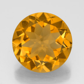 Citrino amarelo natural 5,25ct, corte redondo, VVS
