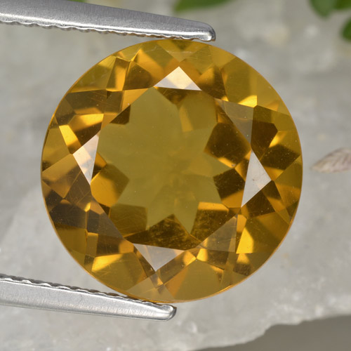 Citrino dourado natural 5,87ct, corte redondo, VVS-VS