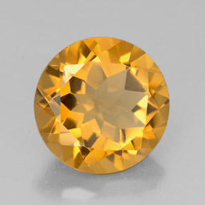 Citrino amarelo natural 4,27ct, corte redondo, VS