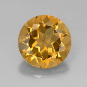 Citrino amarelo natural 4,28ct, corte redondo, VS