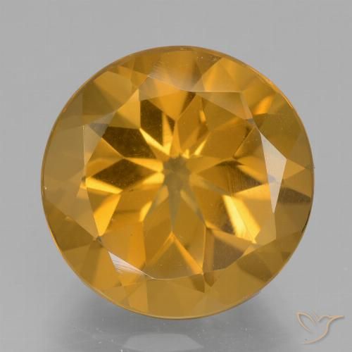Citrino amarelo de 7,91 ct, corte redondo de 13,6 mm do Brasil, Photo A