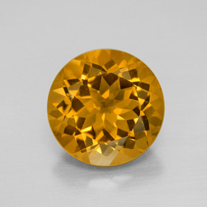 Citrino ouro natural 5,54ct, corte redondo, VVS