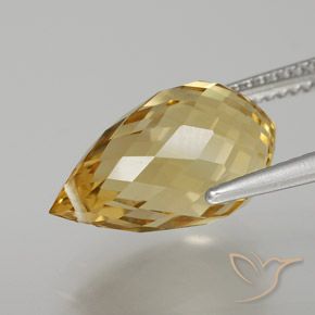 Citrino Laranja Dourada Natural 6.85ct, Briolette, VVS-VS