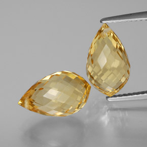 Pedras preciosas de citrino dourado natural de 7,77 ct, briolete, VVS-VS