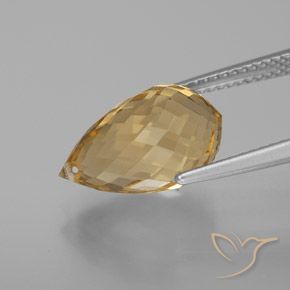 Citrino Laranja Dourada Natural 6.28ct, Briolette, VVS