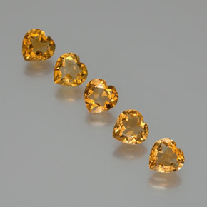 Pedras preciosas de Citrino Laranja escuro-dourado natural de 4.91 ct, Formato de coração, VVS-VS
