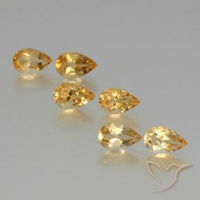 Pedras preciosas de Citrino Dourado natural de 5.03 ct, Formato de pêra, VS