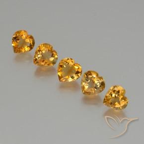 Pedras preciosas de Citrino Laranja Profundo-Ouro natural de 5.22 ct, Coração, VS