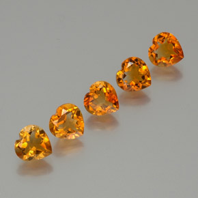 Pedras preciosas de Citrino Laranja médio-escuro natural de 5.48 ct, Formato de coração, VS
