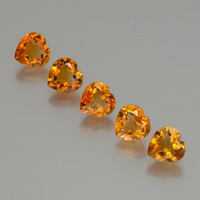 Pedras preciosas de Citrino Laranja médio-escuro natural de 5.48 ct, Formato de coração, VS