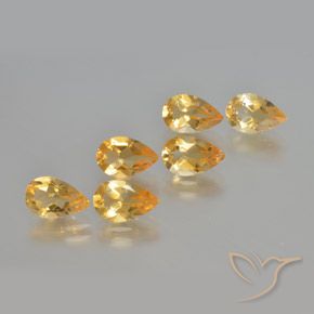 Pedras preciosas de Citrino Laranja-dourado médio-claro natural de 4.92 ct, Formato de pêra, VS