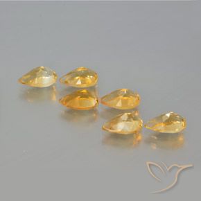 Pedras preciosas de Citrino Laranja-dourado médio-claro natural de 4.92 ct, Formato de pêra, VS