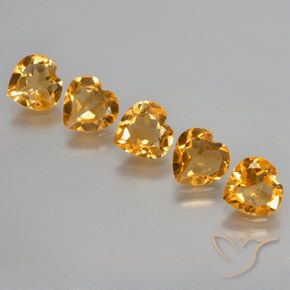 Pedras preciosas de Citrino Laranja Profundo-Ouro natural de 4.29 ct, Coração, VS