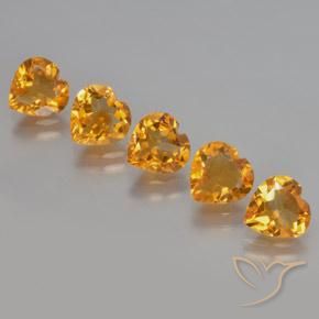 Pedras preciosas de Citrino Laranja escuro-dourado natural de 4.92 ct, Coração, VS